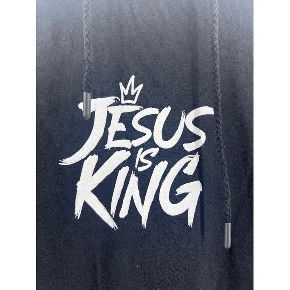 Gods Love Overcomes Jesus is King Black Hoodie Sweatshirt 2X - Picture 4 of 7